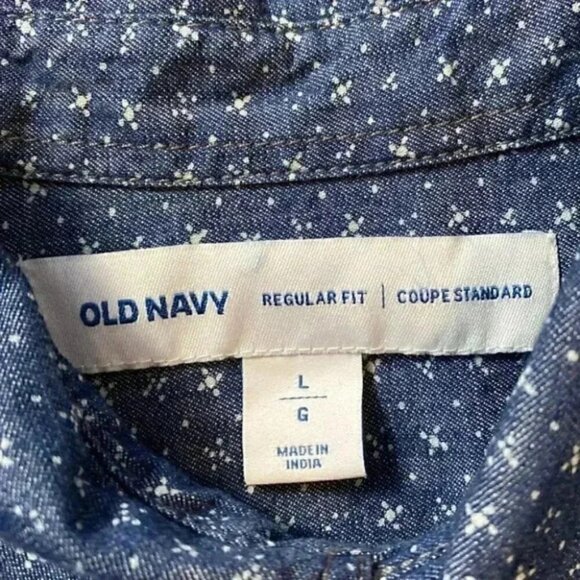 Old Navy Mens Shirt Long Sleeve Button Down Cotton Collared Blue White Large NWT - Picture 9 of 14